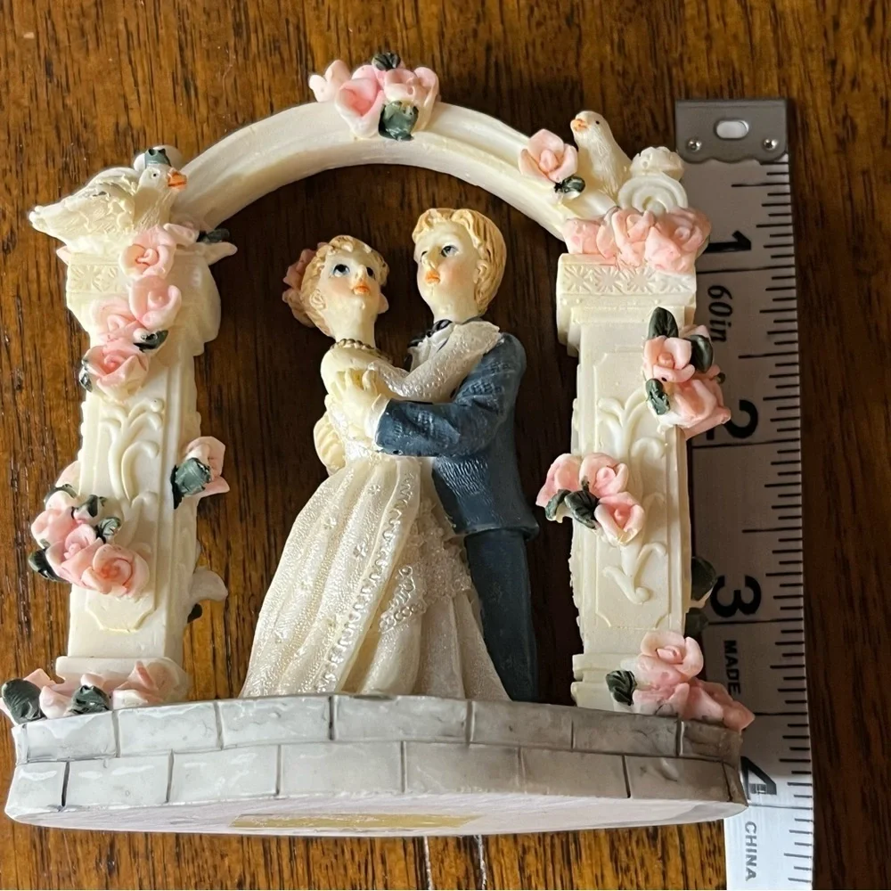 Vintage wedding cake topper. Romantic Wedding Couple Figurine